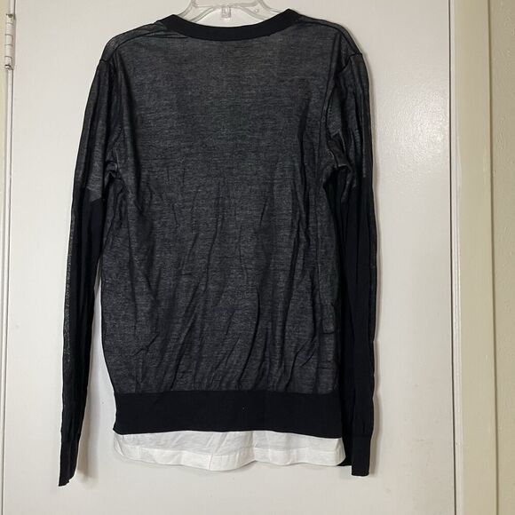 T Alexander Wang double layer black button front vneck cardigan size medium - Picture 6 of 6